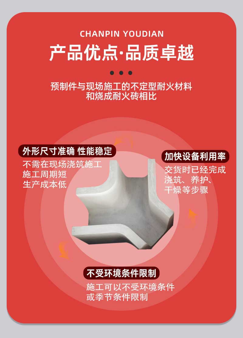 澆注料預制件產品優(yōu)點